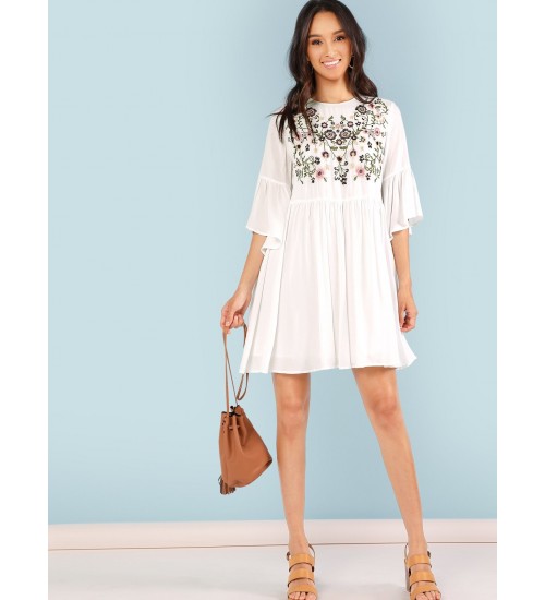 Embroidery Appliques Floral Dress