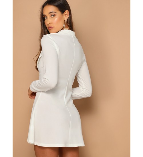 Double Breasted Detail Asymmetrical Zip Up Dress