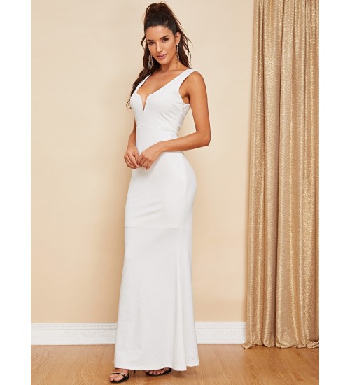 V-Notch Front Backless Fishtail Dress