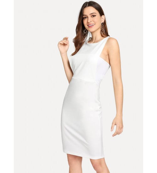 Form Fitting Solid Shell Dress