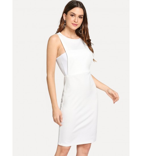 Form Fitting Solid Shell Dress