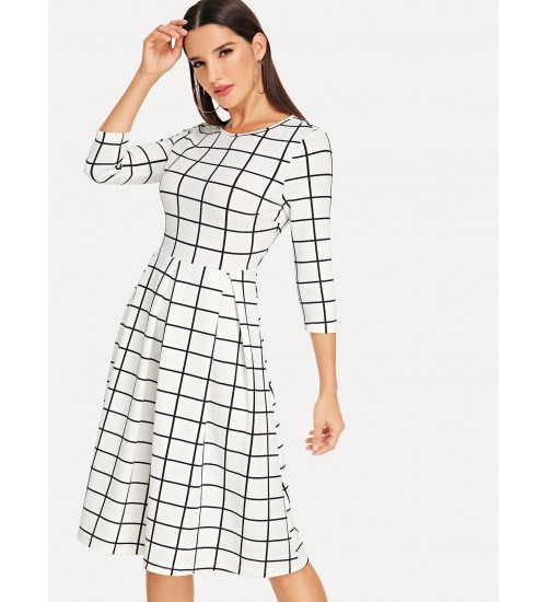 Pleated Plaid Dress