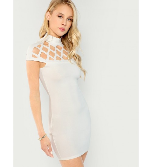 Cage Cut Out Yoke Sleeveless Dress