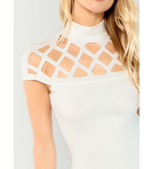 Cage Cut Out Yoke Sleeveless Dress