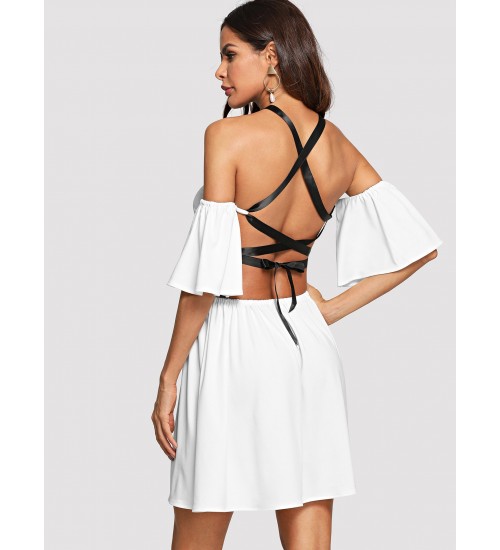 Cut Out Lace-Up Back Dress