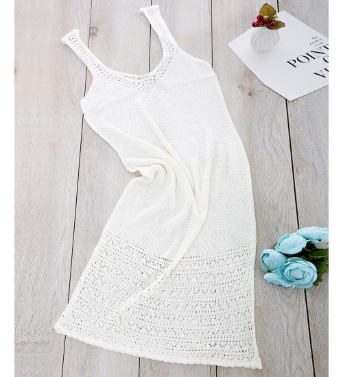 Solid Crochet Tank Dress