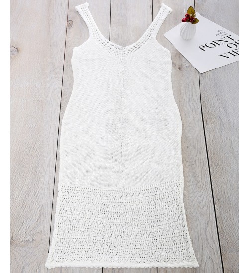 Solid Crochet Tank Dress