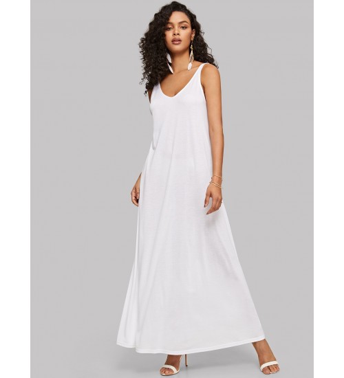 Double V-neck Maxi Tank Dress