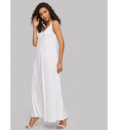 Double V-neck Maxi Tank Dress