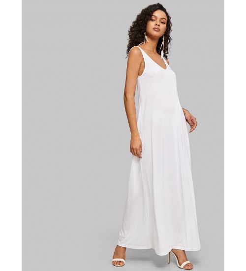 Double V-neck Maxi Tank Dress