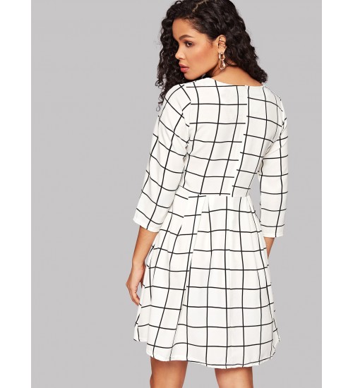 Window Pane Plaid Zip Back Dress