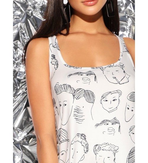 Allover Figure Print Tank Dress