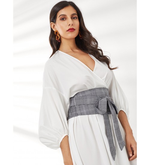 Tie Waist Surplice Wrap Asymmetrical Dress