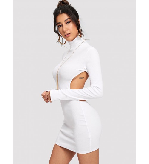 Scoop-Back Solid Skinny Dress