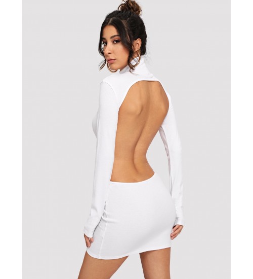 Scoop-Back Solid Skinny Dress