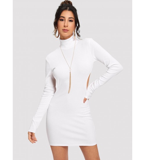 Scoop-Back Solid Skinny Dress