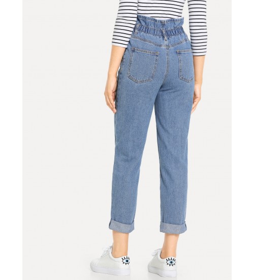 Paperbag Waist Button Fly Jeans