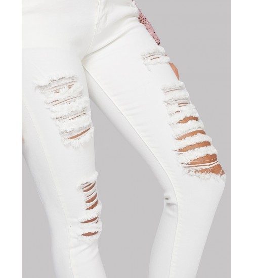 Ripped Raw Hem Jeggings