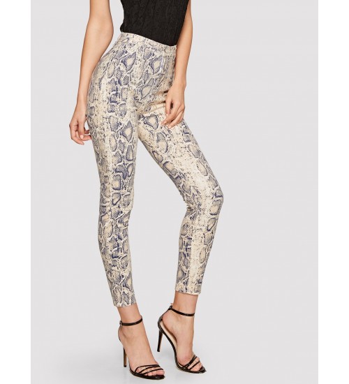 Snakeskin Print Skinny Jeans