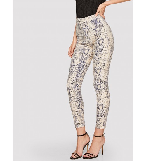 Snakeskin Print Skinny Jeans