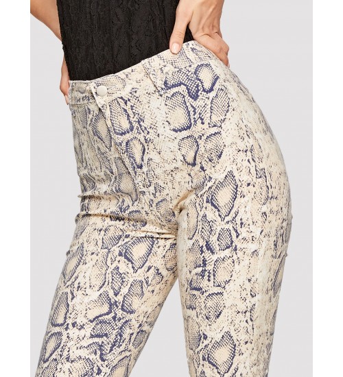 Snakeskin Print Skinny Jeans