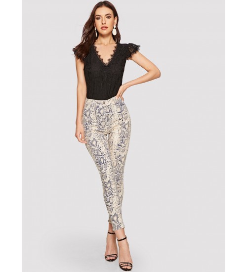 Snakeskin Print Skinny Jeans