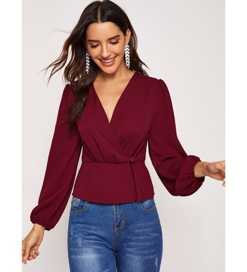 Plunging Neck Surplice Neck Top