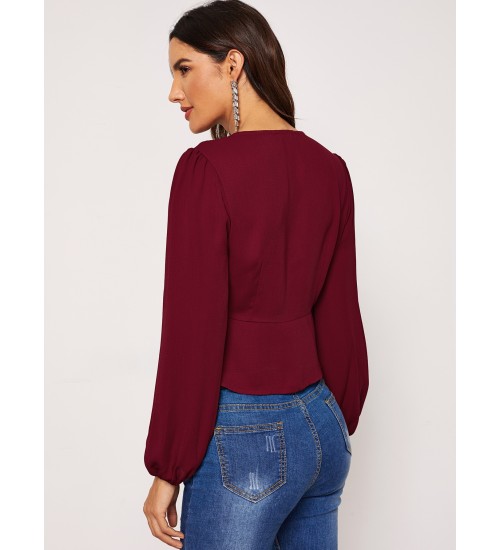 Plunging Neck Surplice Neck Top