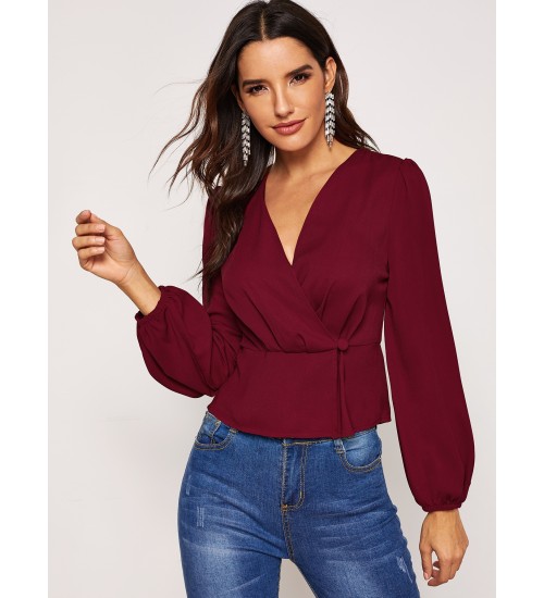 Plunging Neck Surplice Neck Top