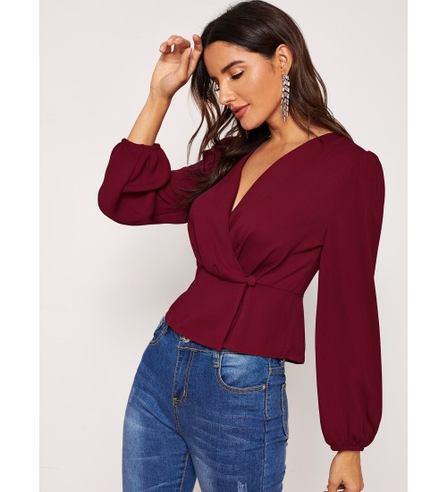 Plunging Neck Surplice Neck Top