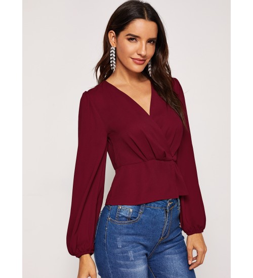 Plunging Neck Surplice Neck Top