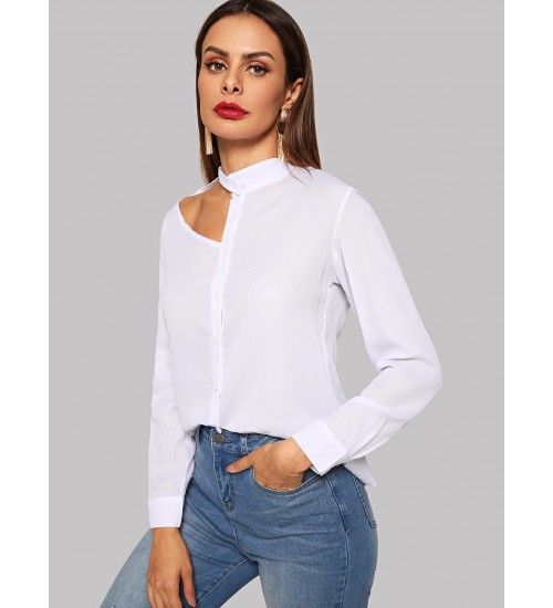 Cut Out Single Breasted Blouse