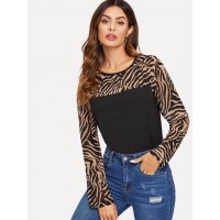 Zebra Print Yoke Top