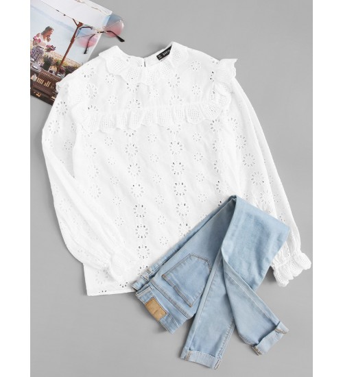 Lace Eyelet Ruffle Top