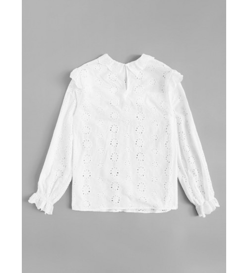 Lace Eyelet Ruffle Top