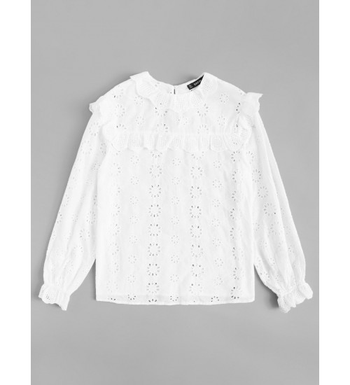 Lace Eyelet Ruffle Top