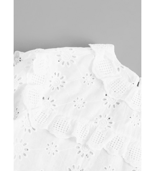 Lace Eyelet Ruffle Top