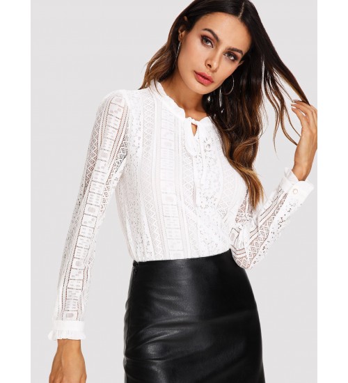 Tie Neck Lace Shirt