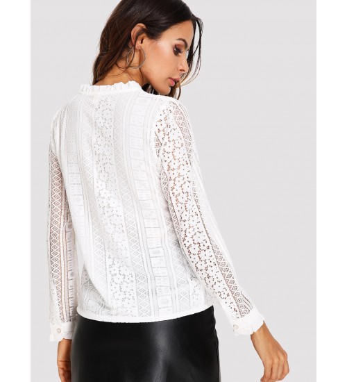 Tie Neck Lace Shirt