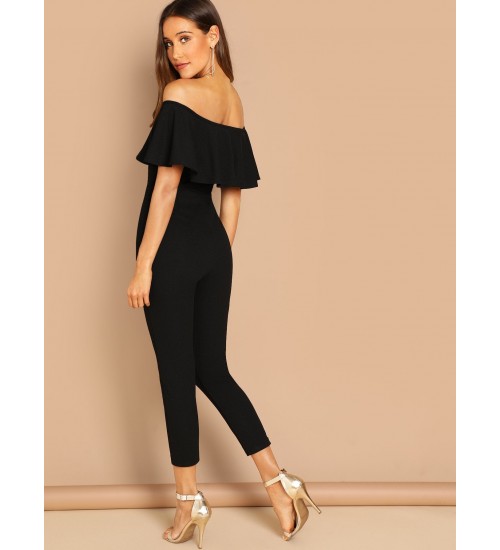 Flounce Foldover Front Skinny Jumpsuit