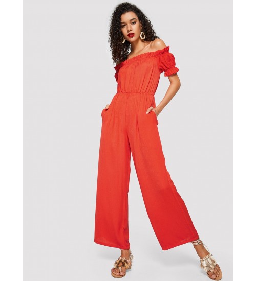 Ruffle Detail Palazzo Jumpsuit