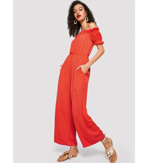 Ruffle Detail Palazzo Jumpsuit