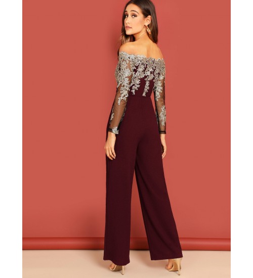 Mesh Embroidered Jumpsuit