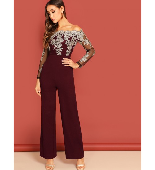 Mesh Embroidered Jumpsuit