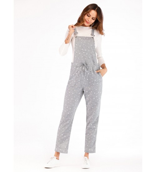 Star Print Drawstring Waist Pinafore Jumpsuit