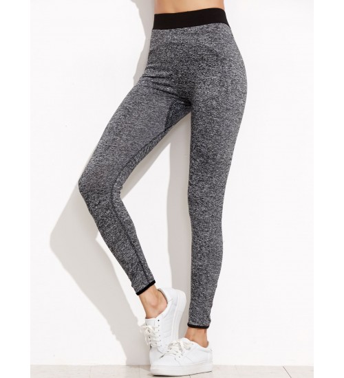 Marled Knit Contrast Binding Leggings