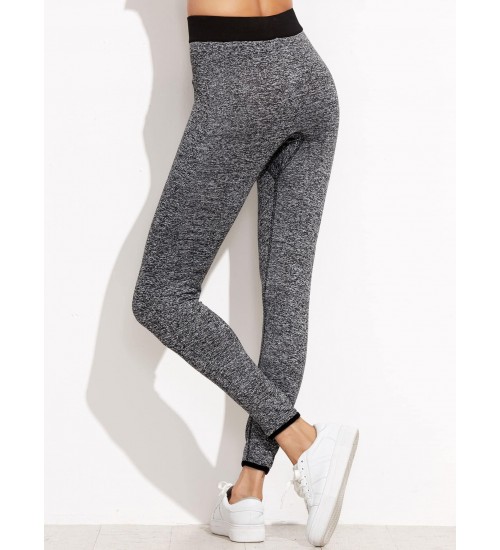 Marled Knit Contrast Binding Leggings