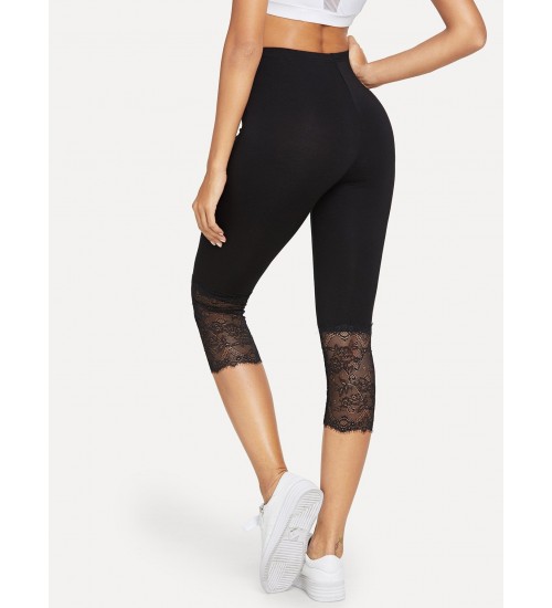 Eyelash Lace Trim Short Leggings