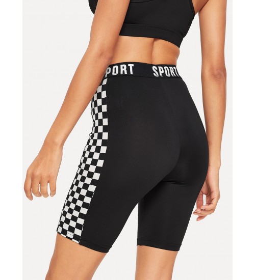 Checked Side Letter Cycling Shorts