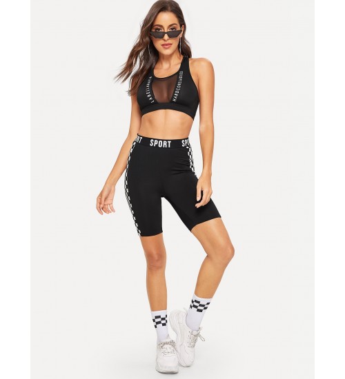 Checked Side Letter Cycling Shorts